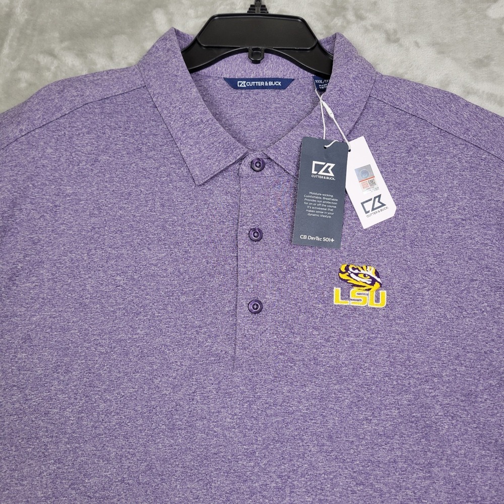 Cutter & Buck Performance Golf Polo Mens 3XL Purple Heather LSU Tigers
